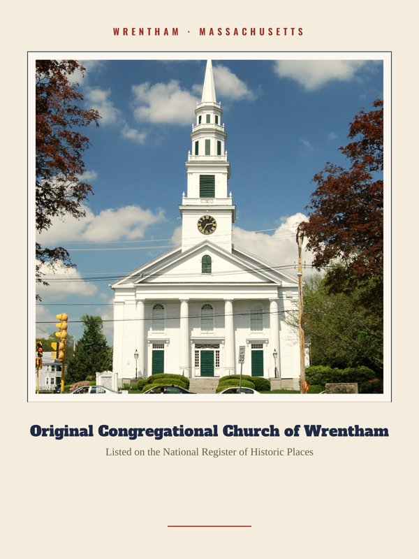 Wrentham Original Congregational Church of Wrentham Landmark Print artwork detail