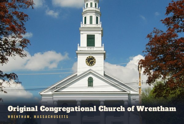 Wrentham Original Congregational Church of Wrentham Postcard artwork detail