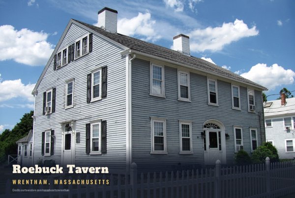 Wrentham Roebuck Tavern Postcard artwork detail