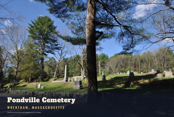 Wrentham Pondville Cemetery Postcard artwork detail