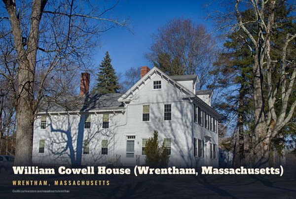 Wrentham William Cowell House (Wrentham, Massachusetts) Postcard artwork detail