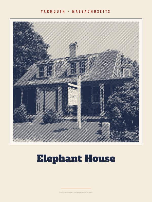 Yarmouth Elephant House Landmark Print artwork detail