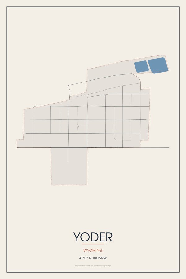 Yoder Street Map Poster · Linen artwork detail
